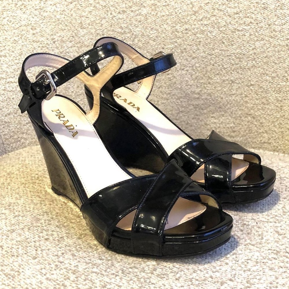 Prada patent leather wedge size 7